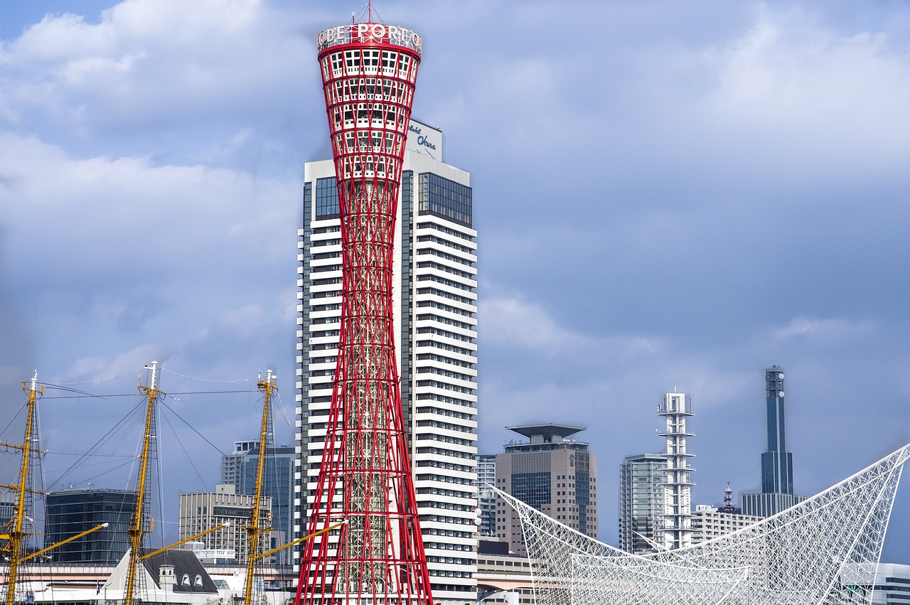 神戸の港町らしいおしゃれな街並みの風景