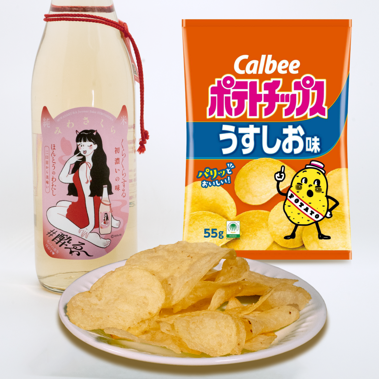 シンプルな塩味が特徴のカルビー「ポテトチップス うすしお味」のパッケージ。