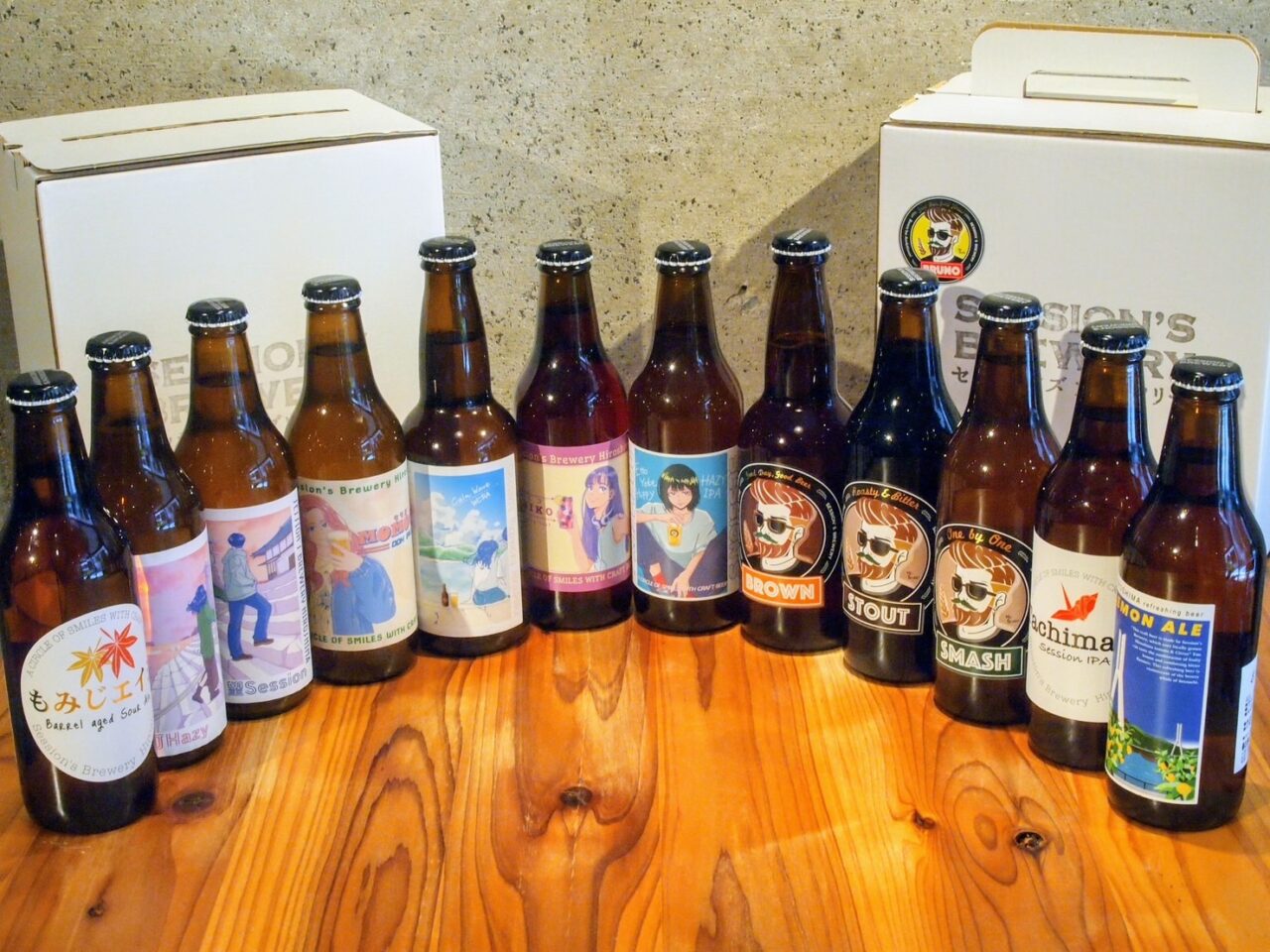 Session's Brewery Hiroshimaの店内で提供されるクラフトビール