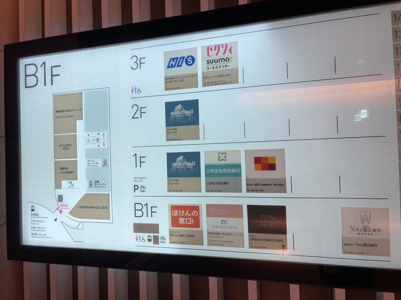 シャレオの館内案内図。「URBAN PEACE CAFE」の場所を確認できるフロアマップ。