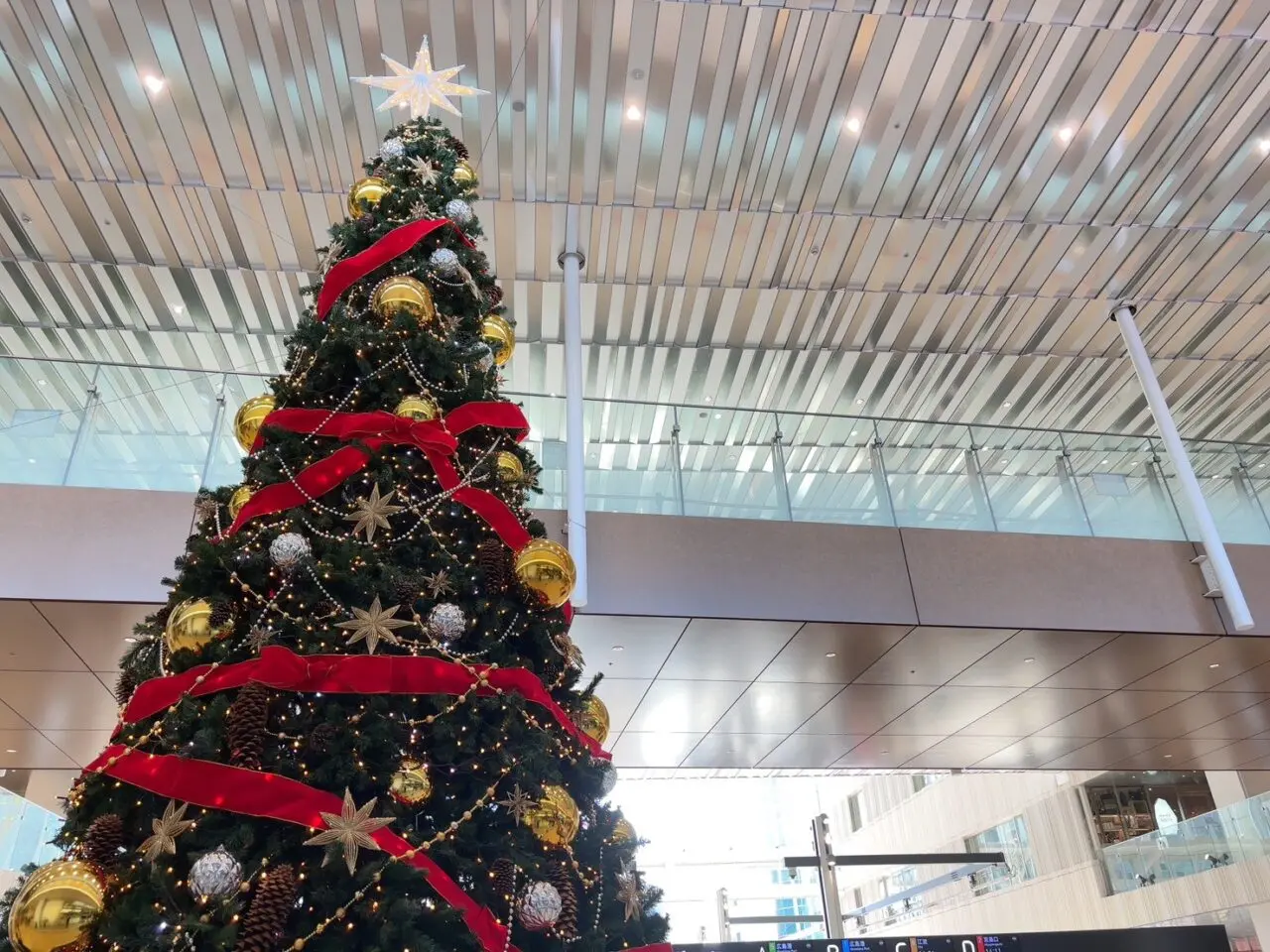 広島駅路面電車乗り場前広場に設置されたクリスマスツリーの全景