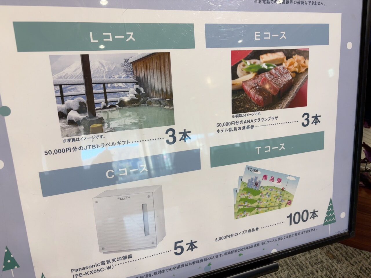 レクト館内に掲示されている冬の大抽選会のポスター