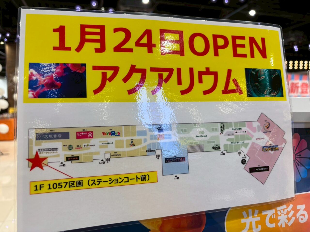 ジ・アウトレット広島で2026年1月24日にオープンする期間限定アクアリウムの告知ポスター