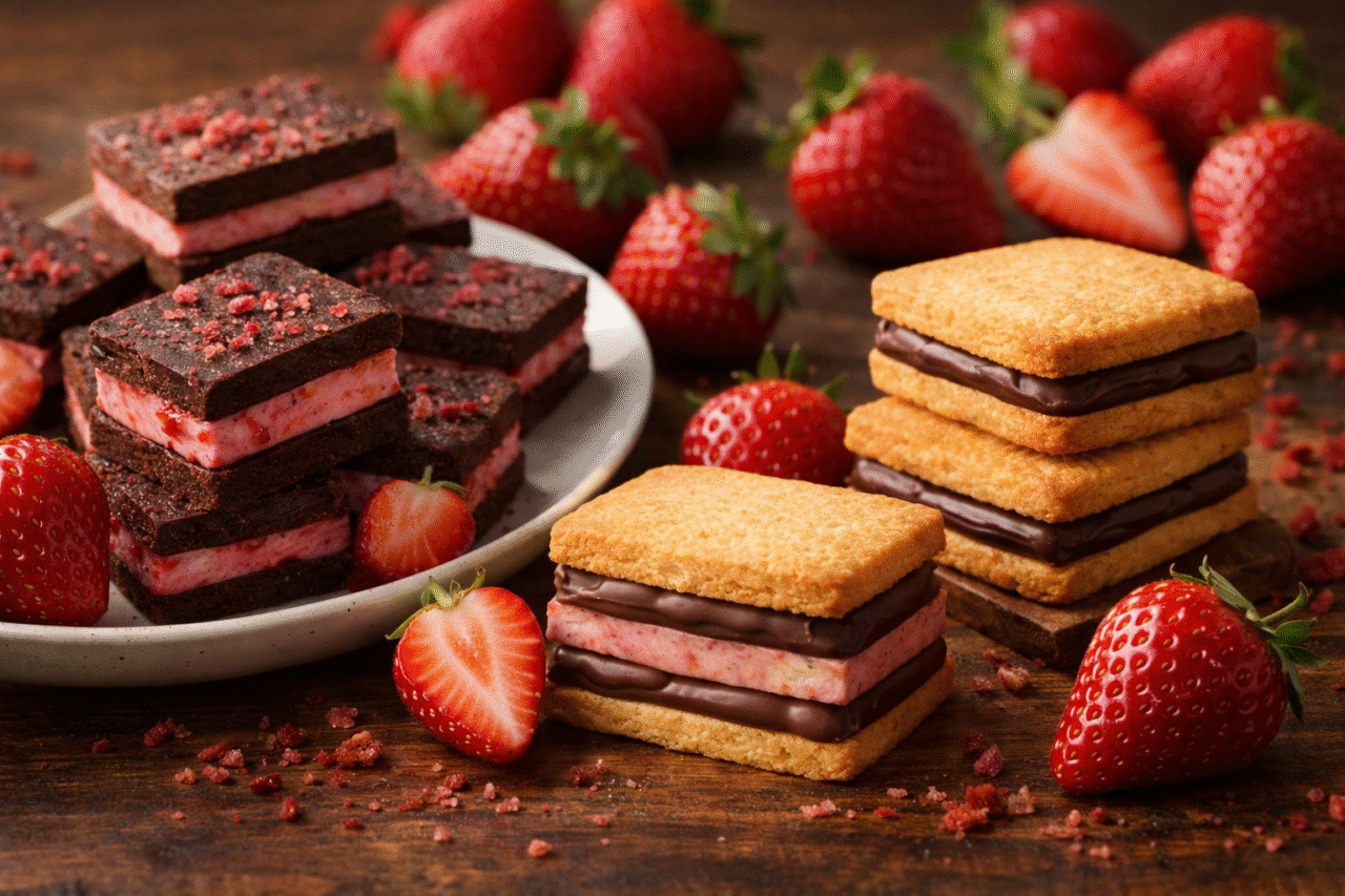 福岡県産あまおうを使ったサンドチョコレートとチョコレートサンドクッキーのイメージ