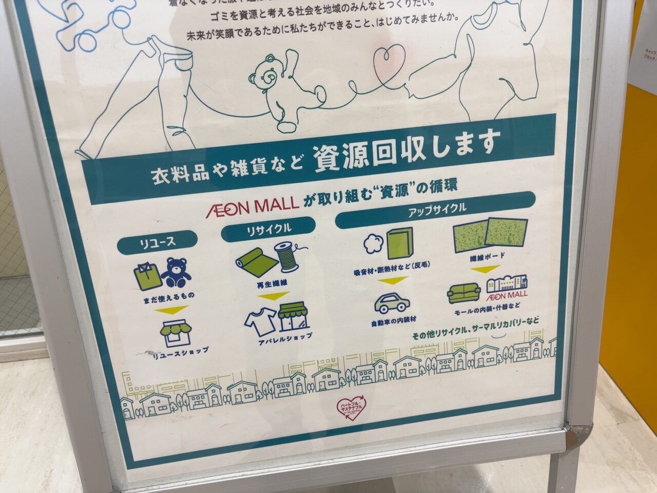 段原ショッピングセンター2階に設置された黄色の資源回収ボックスの