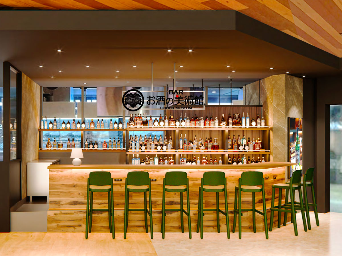 広島バスセンターに2026年4月24日オープンするBAR「お酒の美術館」をイメージした店内写真