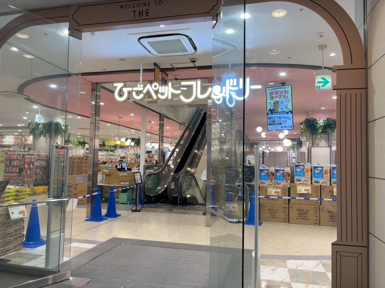 アルパークにオープンするひごペットフレンドリーの店内準備風景と商品売場