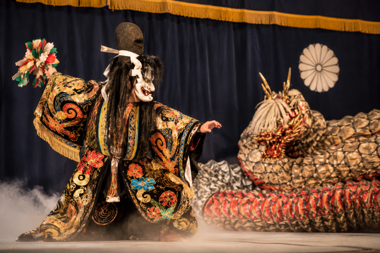 夜の神社境内に無数の灯りが並ぶ万灯みたま祭のイメージ